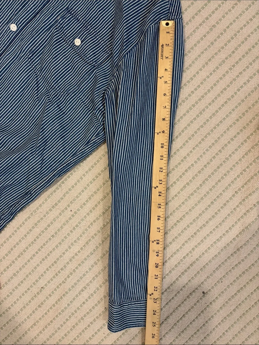 J. Crew Denim Blue and White Vertical Stripe Button-Down Shirt